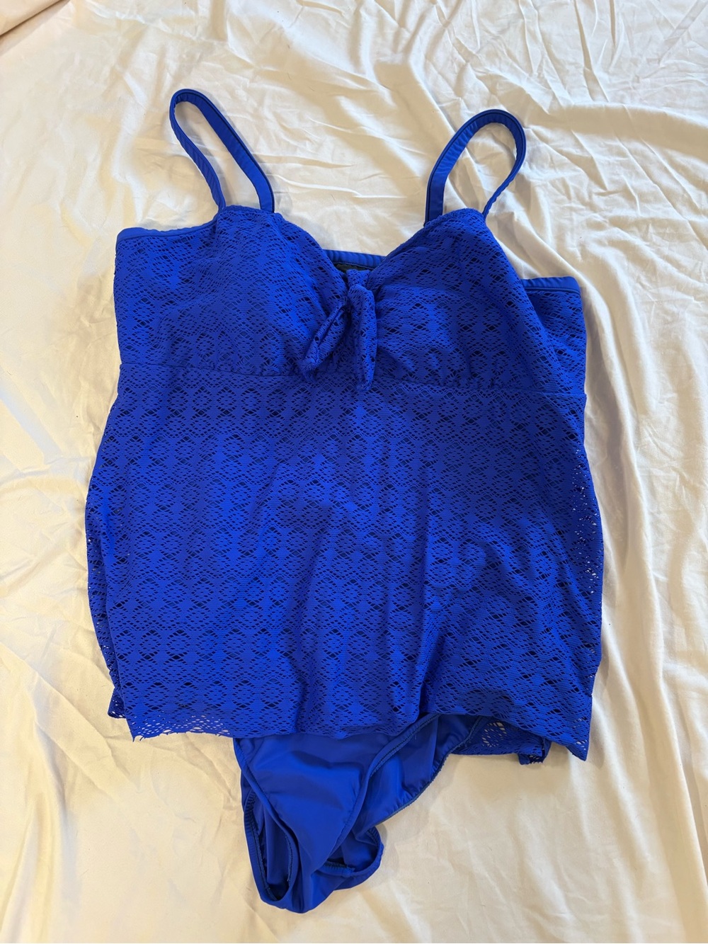 Penbrooke Royal Blue Swim Suit with Lace Detail